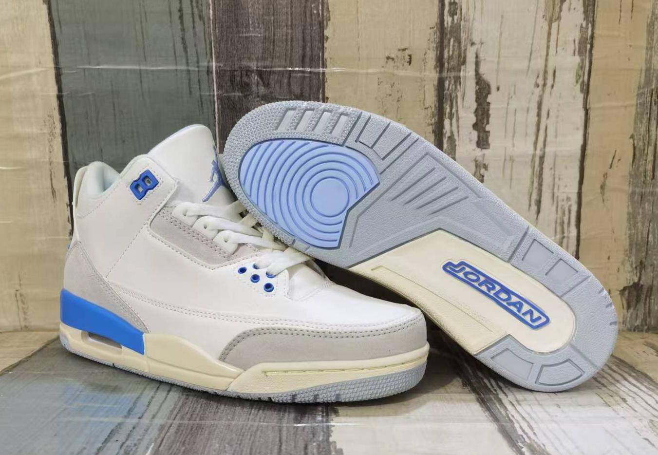 Men's Running weapon Air Jordan 3 White/Blue Shoes 0127 Men's Running weapon Air Jordan 3 White/Blue Shoes 0127